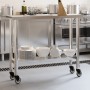 Mesa de trabajo de cocina con ruedas acero inox 110x30x85 cm
