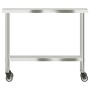 Mesa de trabajo de cocina con ruedas acero inox 110x30x85 cm