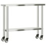 Mesa de trabajo de cocina con ruedas acero inox 110x30x85 cm