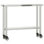 Mesa de trabajo para cocina con estante acero inox 110x30x150cm