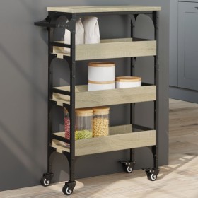 Carrito de cocina madera de ingeniería roble Sonoma 53x20x76 cm de , Carros de cocina y comedor - Ref: Foro24-842352, Precio:...