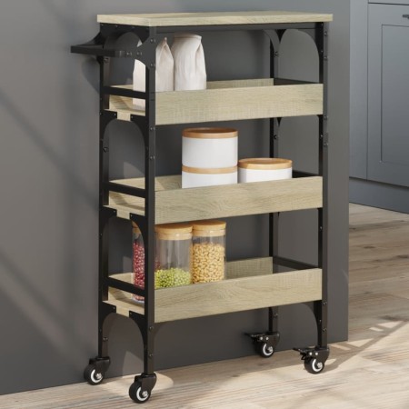 Carrito de cocina madera de ingeniería roble Sonoma 53x20x76 cm de , Carros de cocina y comedor - Ref: Foro24-842352, Precio:...