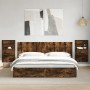 Mesitas de noche de pared con luces LED 2 uds roble ahumado de , Mesitas de noche - Ref: Foro24-848166, Precio: 125,99 €