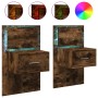 Mesitas de noche de pared con luces LED 2 uds roble ahumado de , Mesitas de noche - Ref: Foro24-848166, Precio: 125,99 €