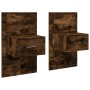 Mesitas de noche de pared con luces LED 2 uds roble ahumado de , Mesitas de noche - Ref: Foro24-848166, Precio: 125,99 €