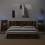 Mesitas de noche de pared con luces LED 2 uds roble ahumado de , Mesitas de noche - Ref: Foro24-848166, Precio: 125,99 €