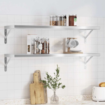 Estantes de pared 2 uds acero inoxidable plateado 100x30x3 cm de , Estantes y estanterías - Ref: Foro24-30279, Precio: 63,61 ...