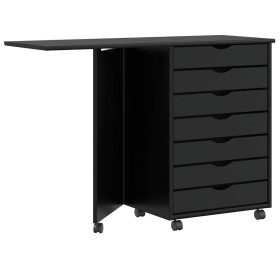 Mueble con ruedas y escritorio MOSS madera maciza pino negro de , Taquillas y armarios de almacenamiento - Ref: Foro24-401579...