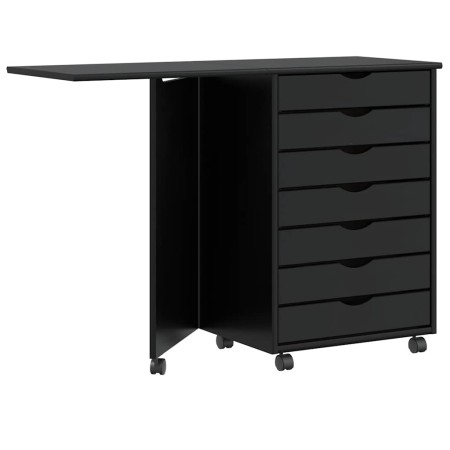 Mueble con ruedas y escritorio MOSS madera maciza pino negro de , Taquillas y armarios de almacenamiento - Ref: Foro24-401579...