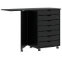 Mueble con ruedas y escritorio MOSS madera maciza pino negro de , Taquillas y armarios de almacenamiento - Ref: Foro24-401579...