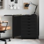 Mueble con ruedas y escritorio MOSS madera maciza pino negro de , Taquillas y armarios de almacenamiento - Ref: Foro24-401579...