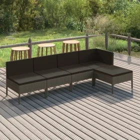 5-piece garden furniture set and gray synthetic rattan cushions by vidaXL, Garden sets - Ref: Foro24-3094370, Price: 334,78 €...