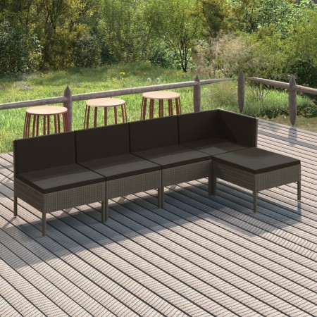5-piece garden furniture set and gray synthetic rattan cushions by vidaXL, Garden sets - Ref: Foro24-3094370, Price: 338,99 €...