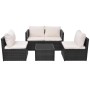 Set muebles de jardín 5 piezas y cojines ratán sintético negro de , Conjuntos de jardín - Ref: Foro24-43110, Precio: 355,57 €...