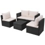 Set muebles de jardín 5 piezas y cojines ratán sintético negro de , Conjuntos de jardín - Ref: Foro24-43110, Precio: 355,57 €...