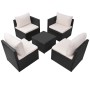 Set muebles de jardín 5 piezas y cojines ratán sintético negro de , Conjuntos de jardín - Ref: Foro24-43110, Precio: 355,57 €...