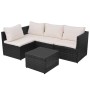 Set muebles de jardín 5 piezas y cojines ratán sintético negro de , Conjuntos de jardín - Ref: Foro24-43110, Precio: 355,57 €...