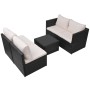 Set muebles de jardín 5 piezas y cojines ratán sintético negro de , Conjuntos de jardín - Ref: Foro24-43110, Precio: 355,57 €...