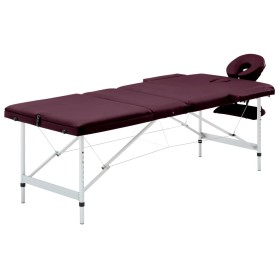Camilla de masaje plegable 3 zonas aluminio morado vino de , Mesas de masaje - Ref: Foro24-110199, Precio: 167,14 €