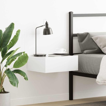 Mesita de noche flotante madera ingeniería blanco brillo de , Mesitas de noche - Ref: Foro24-800318, Precio: 47,12 €, Descuen...