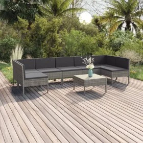 Garden furniture set 8 pieces and gray synthetic rattan cushions by vidaXL, Garden sets - Ref: Foro24-3094594, Price: 595,08 ...