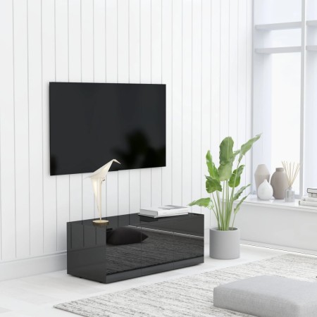 Mueble TV madera contrachapada negro brillante 80x34x30 cm de , Muebles TV - Ref: Foro24-801866, Precio: 59,56 €, Descuento: %