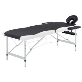 Camilla de masaje plegable 2 zonas aluminio negro y blanco de , Mesas de masaje - Ref: Foro24-110228, Precio: 161,43 €
