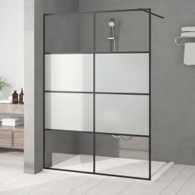 Mampara de ducha vidrio ESG semiesmerilado negro 140x195 cm de , Paredes y mamparas de ducha - Ref: Foro24-152129, Precio: 22...