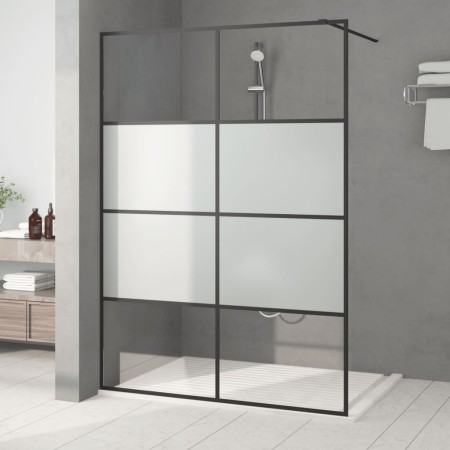 Mampara de ducha vidrio ESG semiesmerilado negro 140x195 cm de , Paredes y mamparas de ducha - Ref: Foro24-152129, Precio: 22...