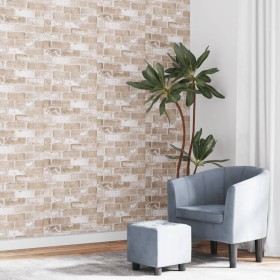 Papel pintado 3D no tejido estampado ladrillo marrón 10x0,53 m