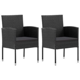 Sillones de jardín con cojines 2 uds ratán sintético negro de , Sillas de jardín - Ref: Foro24-318726, Precio: 149,18 €, Desc...