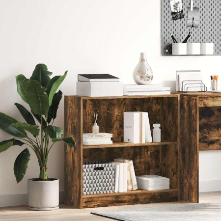 Estantería madera de ingeniería roble ahumado 80x24x76 cm de , Librerías y estanterías - Ref: Foro24-857830, Precio: 43,95 €,...