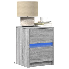 Mesitas de noche luces LED 2 uds madera ingeniería gris Sonoma de , Mesitas de noche - Ref: Foro24-852044, Precio: 97,36 €, D...