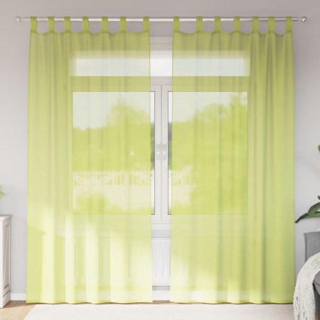 Cortinas de gasa con trabillas 2 uds. verde manzana de , Cortinas y visillos - Ref: Foro24-4102253, Precio: 12,37 €, Descuent...