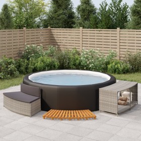 Borde bañera hidromasaje madera acacia y ratán sintético gris de , Accesorios para piscinas y spa - Ref: Foro24-362258, Preci...
