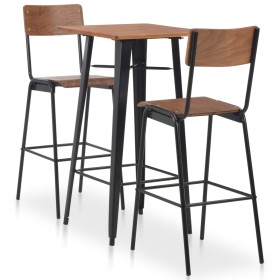 Conjunto de mesa alta con taburetes 3 piezas acero negro de , muebles para cocinas y comedores - Ref: Foro24-276847, Precio: ...