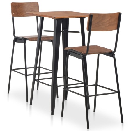 Conjunto de mesa alta con taburetes 3 piezas acero negro de , muebles para cocinas y comedores - Ref: Foro24-276847, Precio: ...