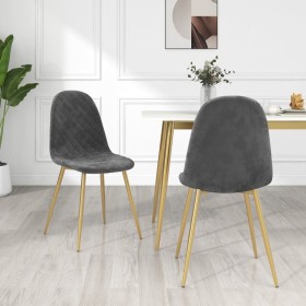 Sillas de comedor 2 unidades terciopelo gris oscuro de , Sillas de comedor - Ref: Foro24-325669, Precio: 127,18 €