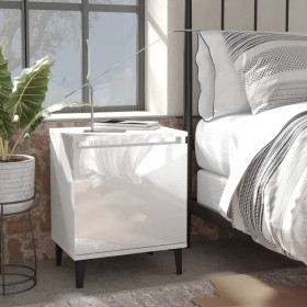Mesita de noche con patas de metal blanco brillante 40x30x50 cm de , Mesitas de noche - Ref: Foro24-805845, Precio: 38,78 €, ...