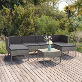 7-piece garden furniture set and gray synthetic rattan cushions by vidaXL, Garden sets - Ref: Foro24-3094538, Price: 487,19 €...