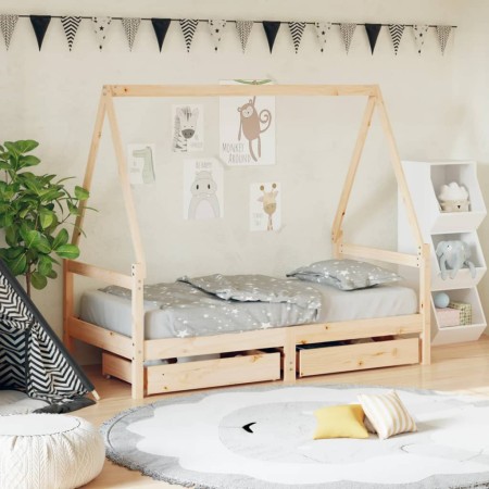 Estructura de cama infantil con cajones madera de pino 80x160cm de , Cunas y camas para niños - Ref: Foro24-834474, Precio: 1...