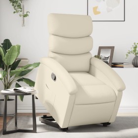 Sillón reclinable elevable cuero artificial color crema de , Sillones - Ref: Foro24-3204041, Precio: 265,17 €