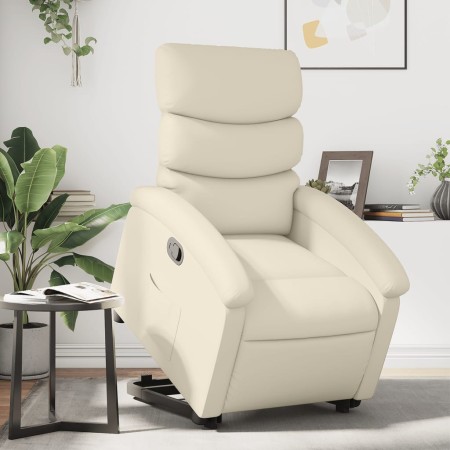 Sillón reclinable elevable cuero artificial color crema de , Sillones - Ref: Foro24-3204041, Precio: 265,17 €