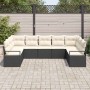 Conjunto de sofá de jardín 9 pcs Negro Poliratán