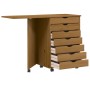 Cajonera con ruedas y escritorio MOSS madera pino marrón miel de , Taquillas y armarios de almacenamiento - Ref: Foro24-40157...