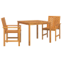 Juego de Comedor de Jardín de 3 Piezas Madera Maciza de Acacia