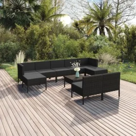 Garden furniture set 10 pieces black synthetic rattan cushions by vidaXL, Garden sets - Ref: Foro24-3094553, Price: 756,72 €,...