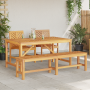 Conjunto de Comedor de Jardín de 4 Piezas de Madera Maciza de