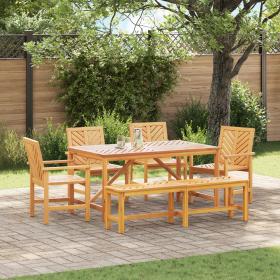Conjunto de Comedor de Jardín de 5 Piezas de Madera Sólida de