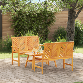 Conjunto de Sillas de Jardín de 3 Piezas de Madera Maciza de